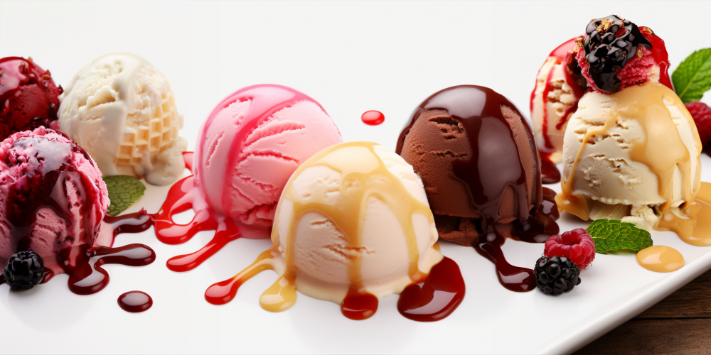 boules de glace fraise vanille chocolat