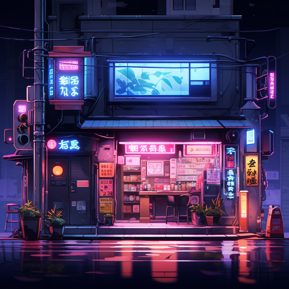 boutique japonaise de nuit