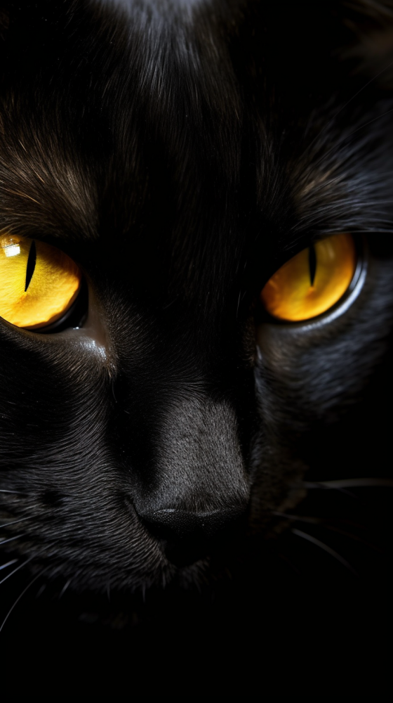 chat noir, yeux jaunes