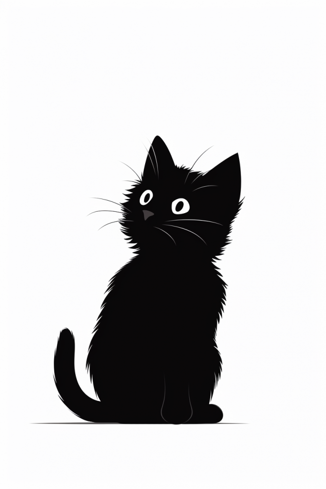 chat noir minimaliste