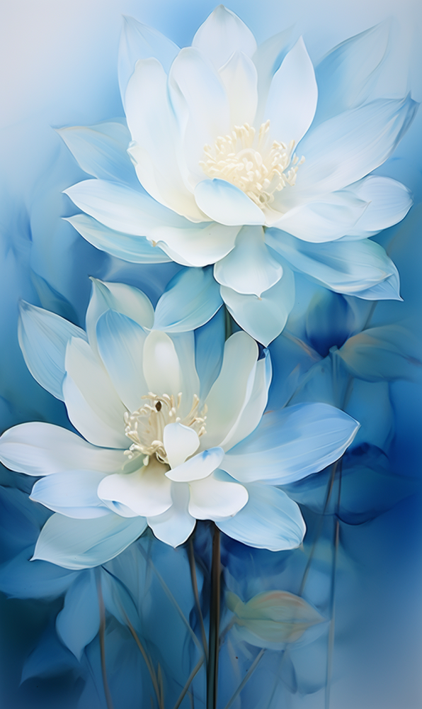 fleur blanche et bleue