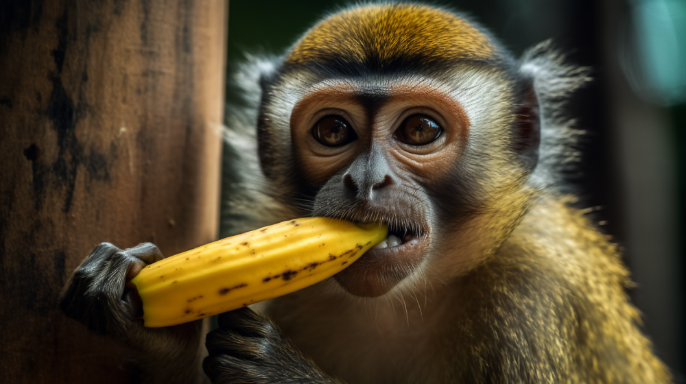 singe bebe mange banane